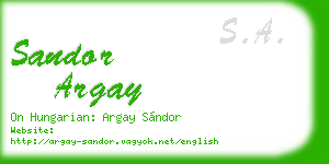 sandor argay business card
